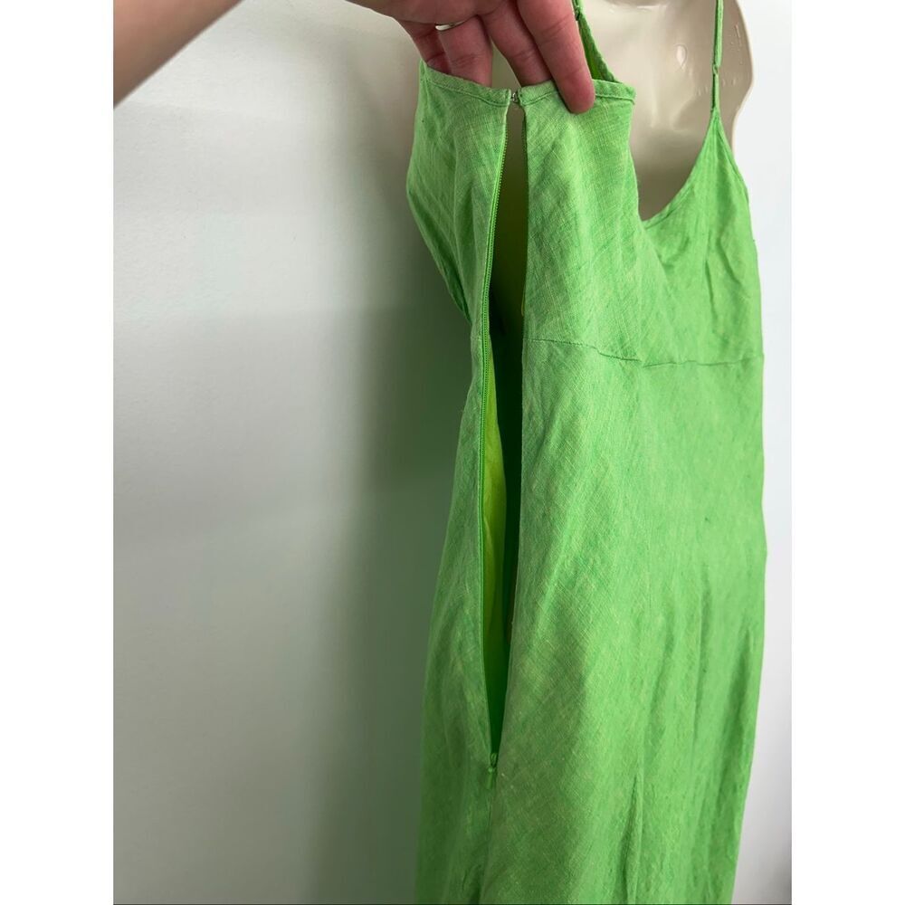 Banana Republic Women’s Y2K Spring Green Linen Spaghetti Strap Asymmetrical Hem - Picture 5 of 12